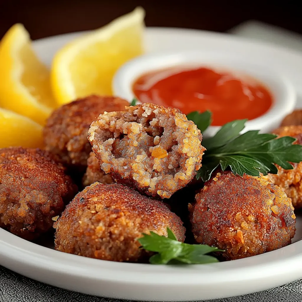 Crispy Bulgur Stuffed Meatballs