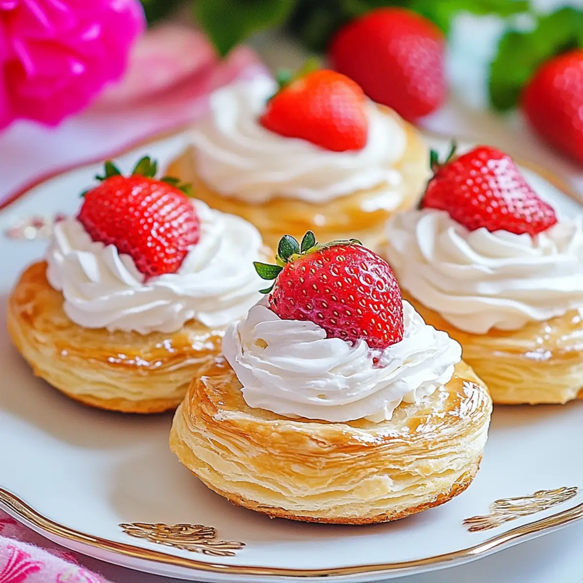 Strawberry Whipped Cream Puff Pastries