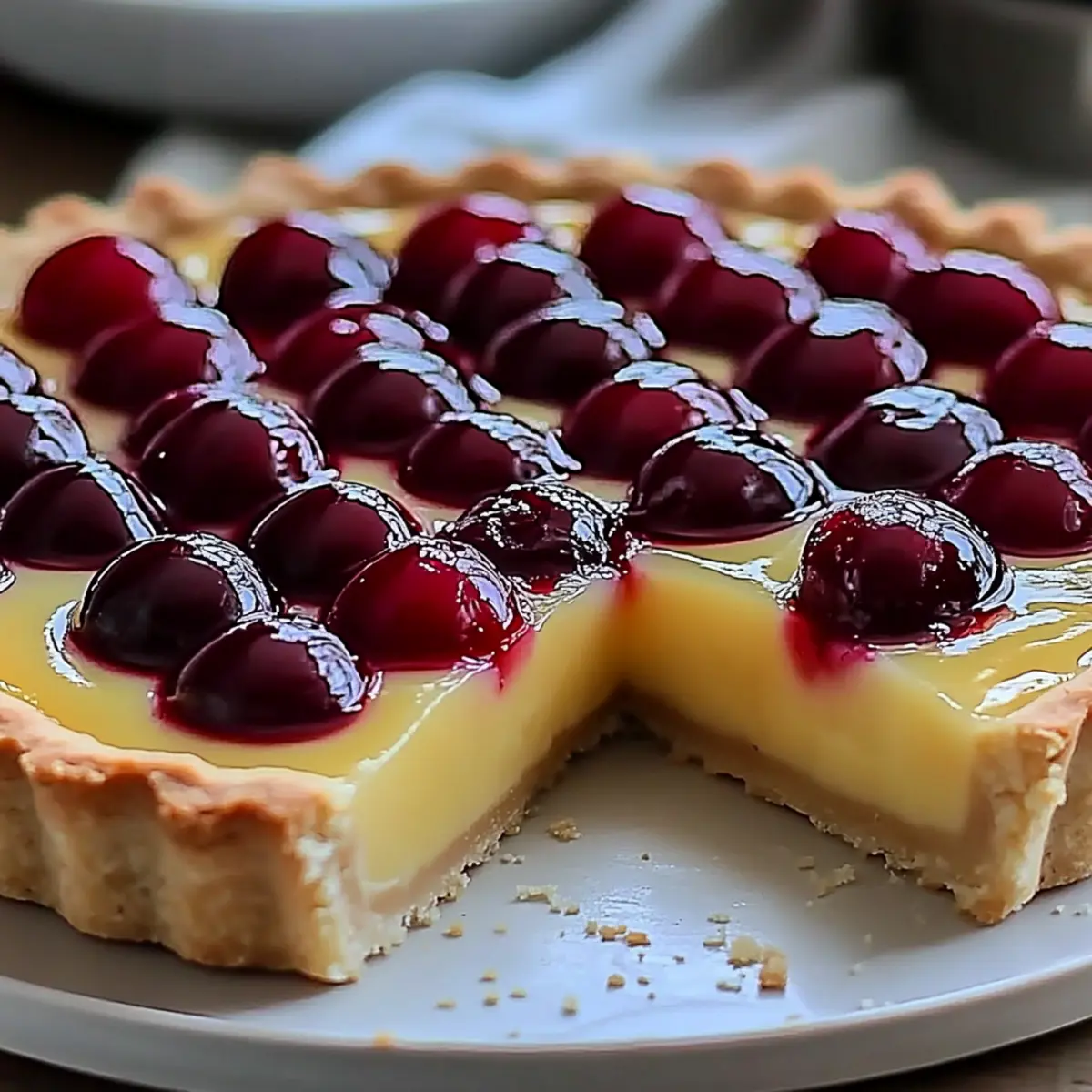 Cherry Vanilla Shortbread Tart