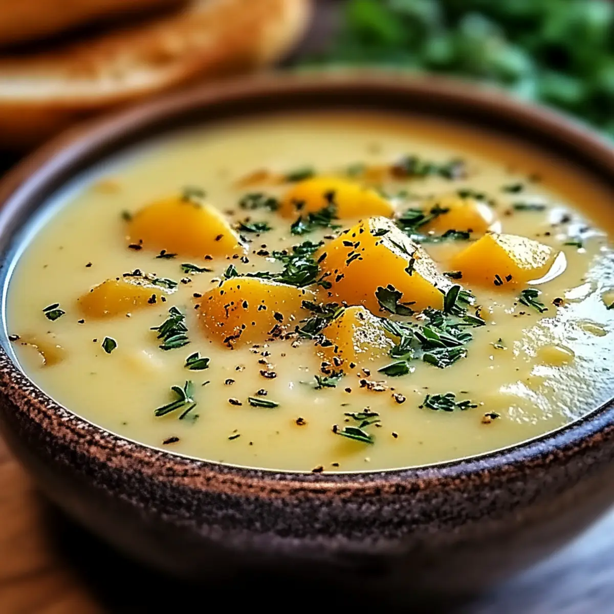 Hearty Cheddar Garlic Herb Potato Soup