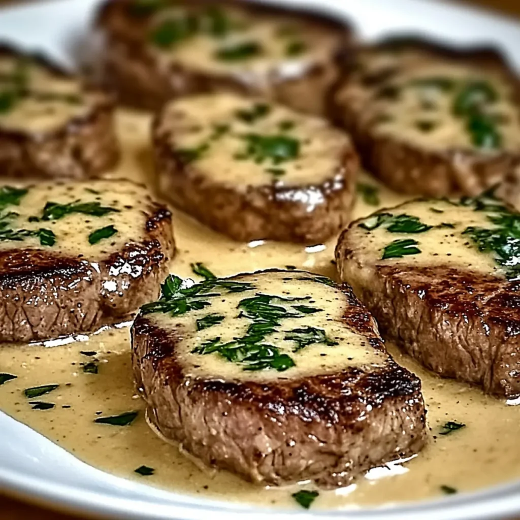 Steak with Creamy Garlic Sauce