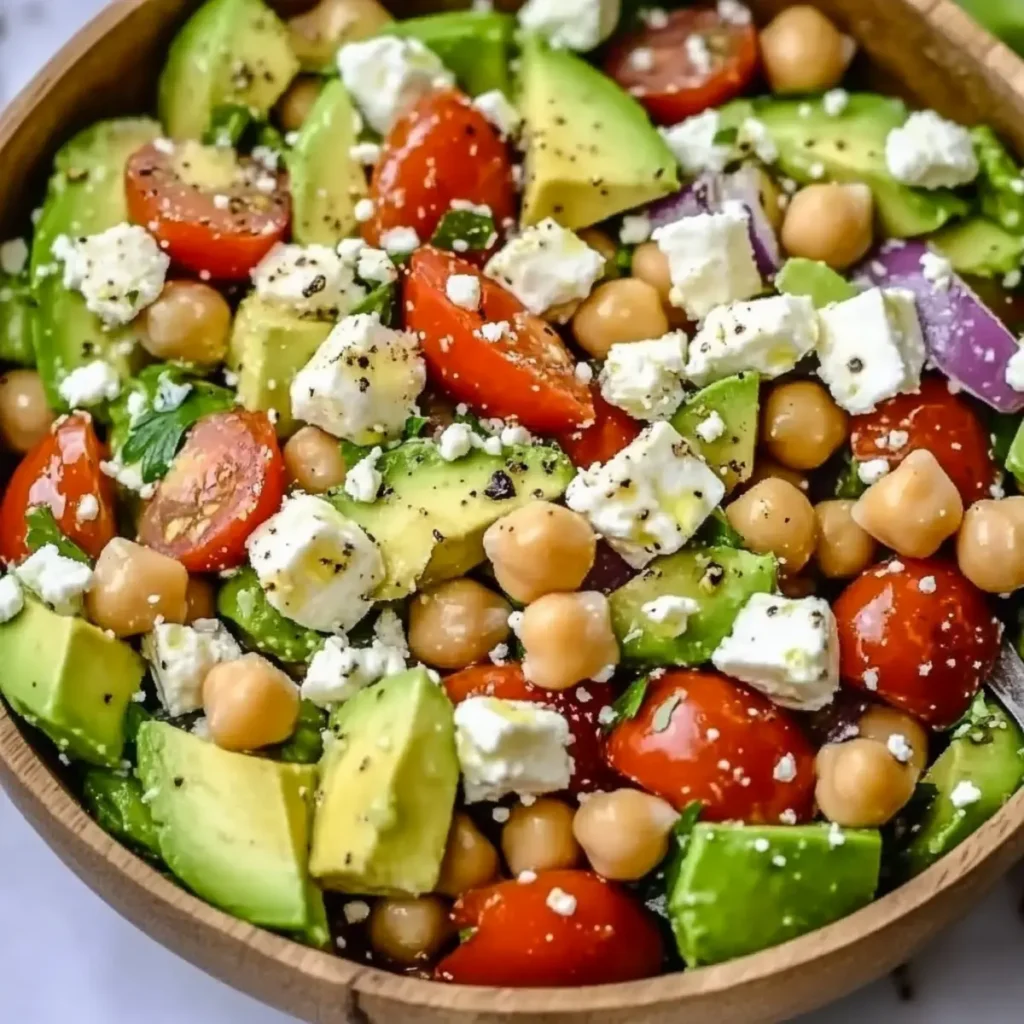Chickpea Feta and Avocado Salad