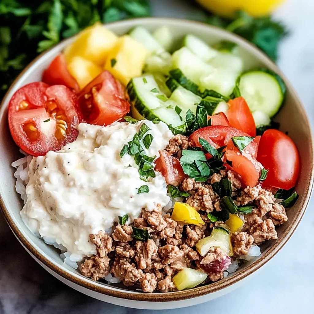 Greek Ground Turkey Rice Bowl