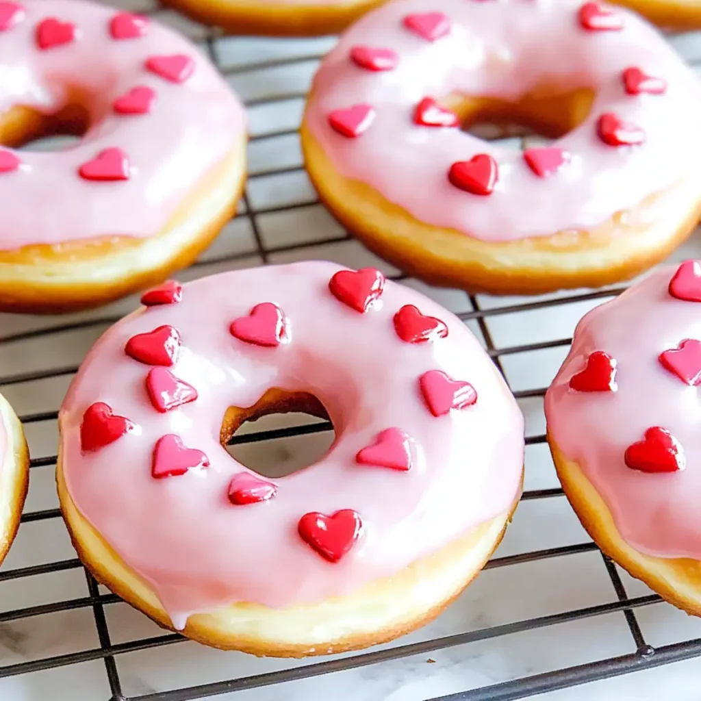 Valentine Baked Donuts with Vanilla Glaze